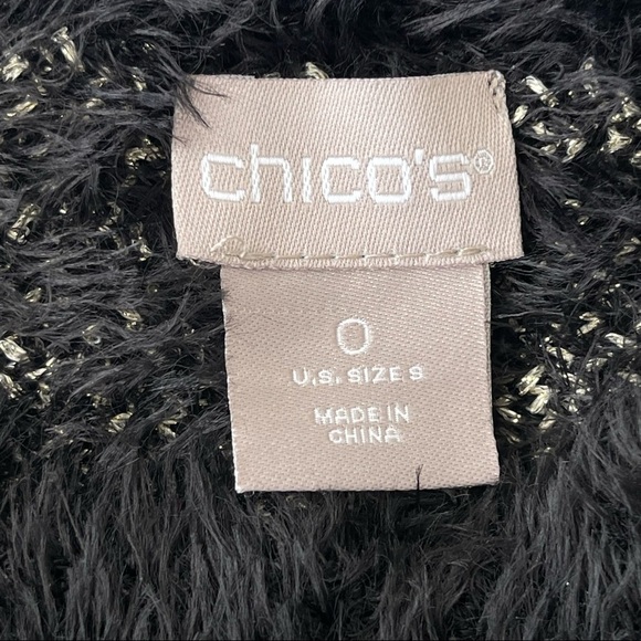 Chicos Black gold Metallic zig zag fuzzy sweater 0 - Picture 11 of 15